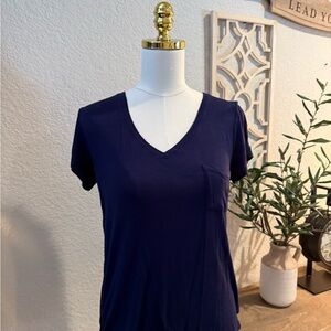 Navy Blue V-Neck Women's Top